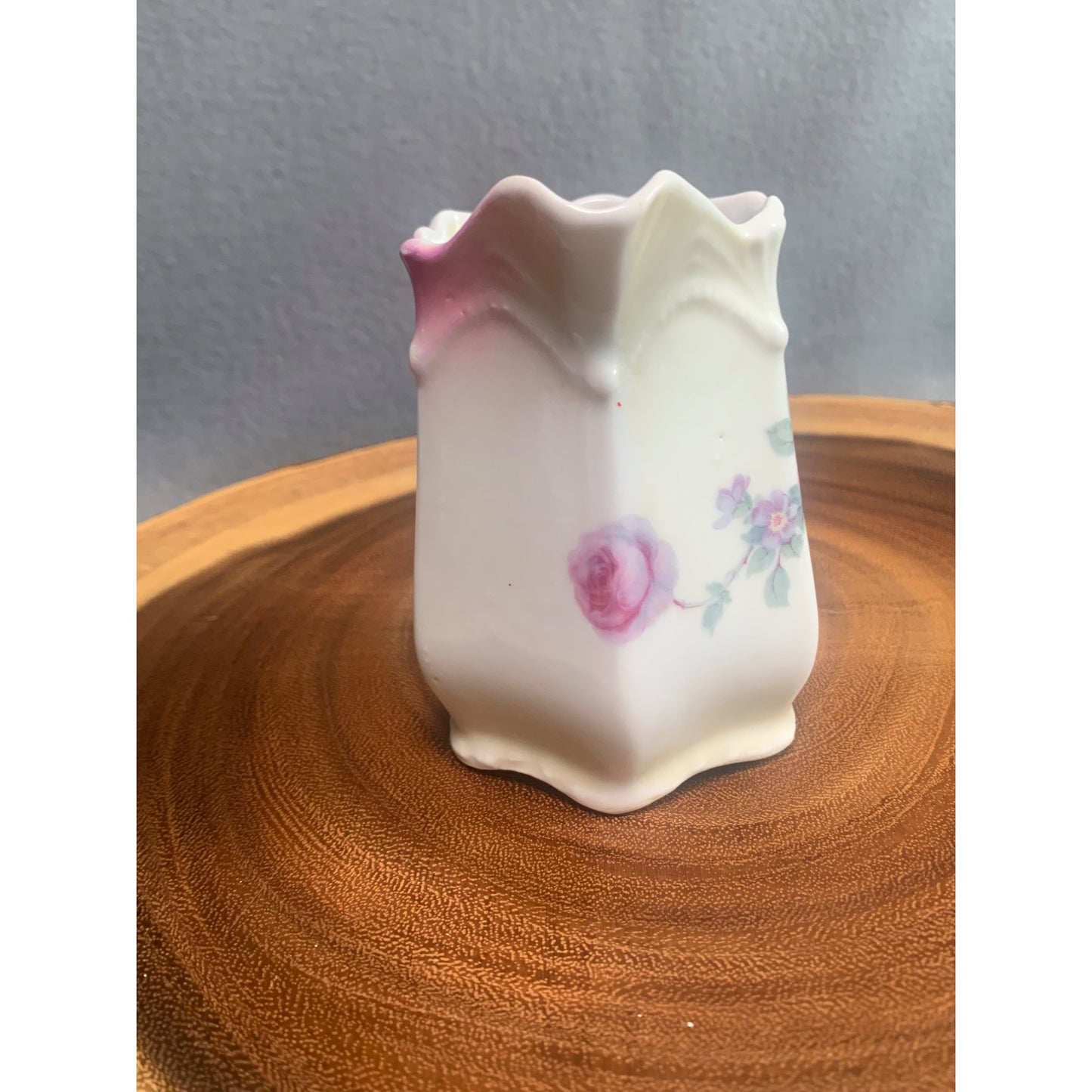 Vintage German Porcelain Creamer Pitcher with Floral Pattern 4 inch tall