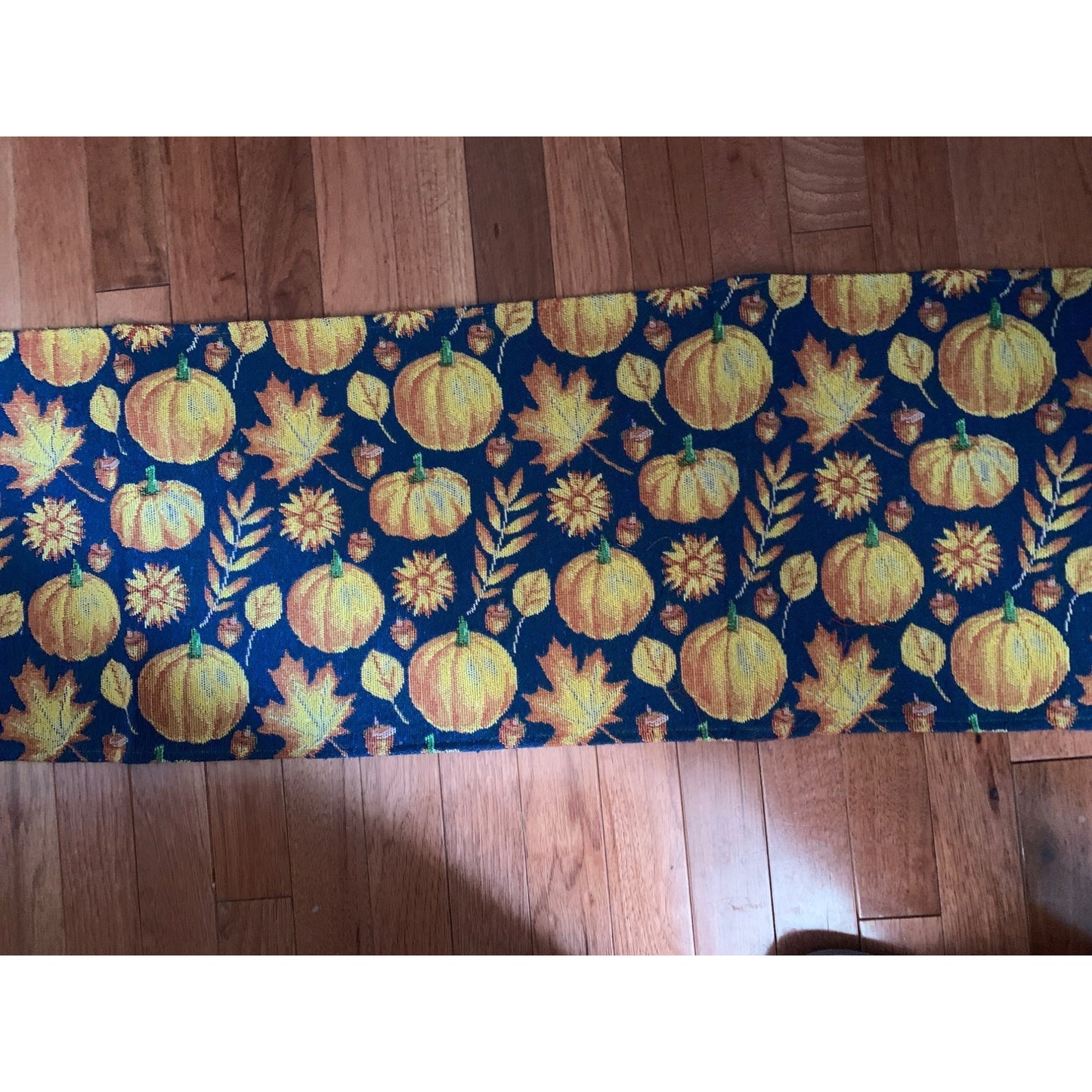 Fall Pumpkin and Leaves Tapestry Table Runner 12x70