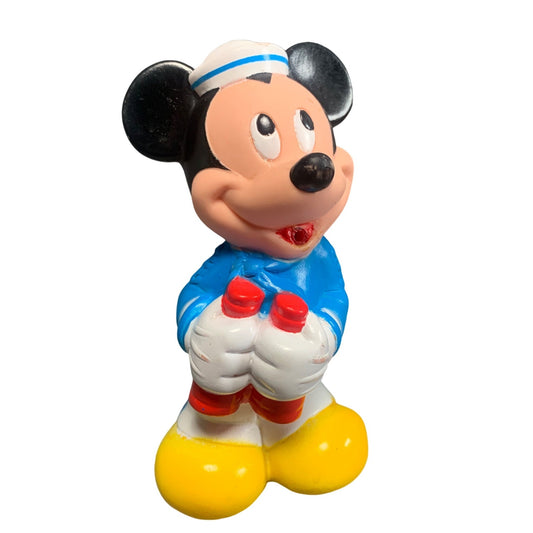 Vintage Disney Mickey Mouse Figurine Sailor Vinyl Rubber Squeaky