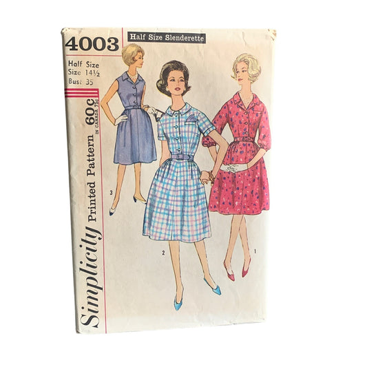 Simplicity 4003 Slenderette Womens Dress Sewing Pattern Size 14.5 uncut