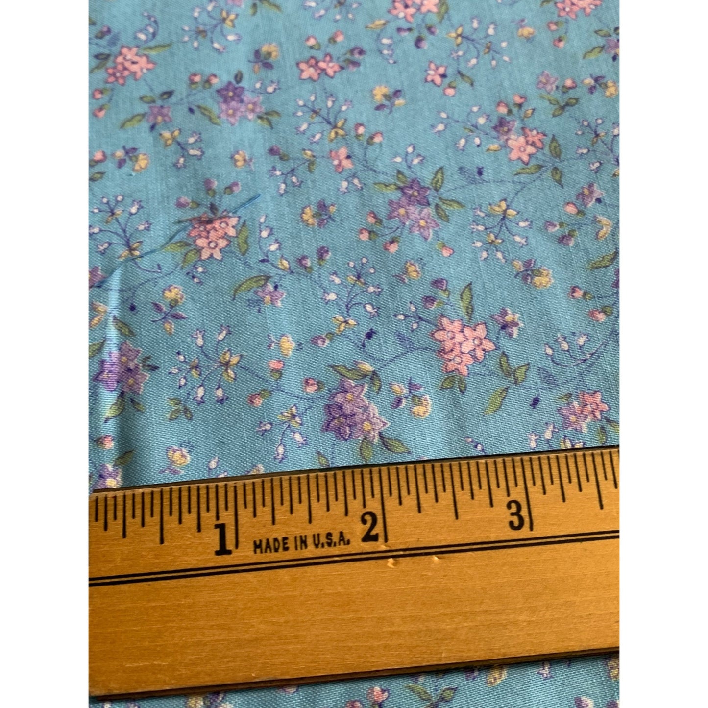 Floral Print Cotton Fabric 35" x 44" Wide Blue Pink Purple Flowers Sewing Material