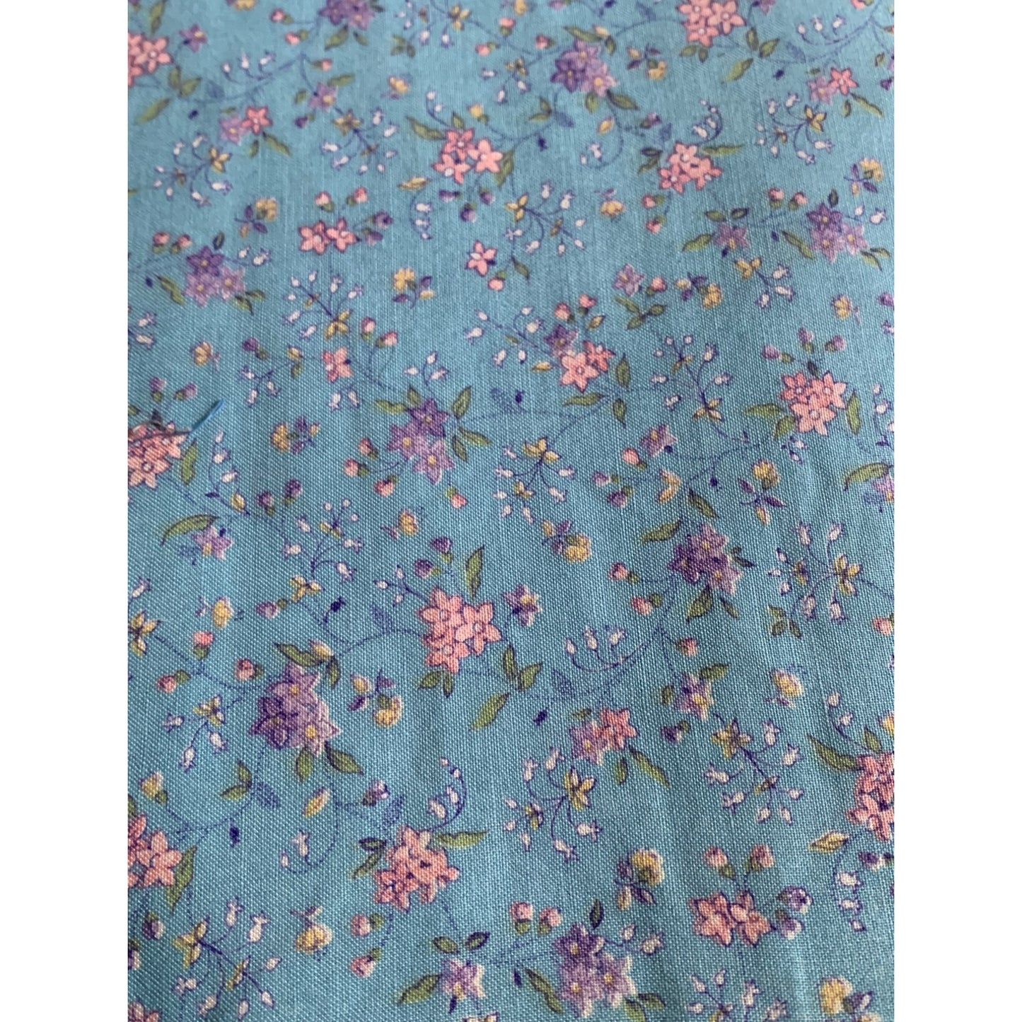 Floral Print Cotton Fabric 35" x 44" Wide Blue Pink Purple Flowers Sewing Material