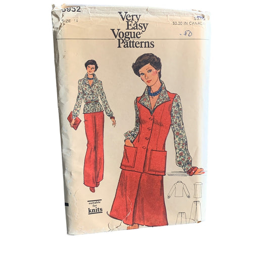 Vogue Pattern 8962 Womens Sewing Pattern Vest Shirt Skirt Pant Size 14 - uncut