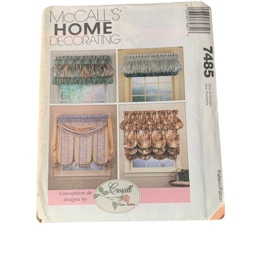 McCalls Home Decorating Window Treatment Curtains Pattern 7485 uncut