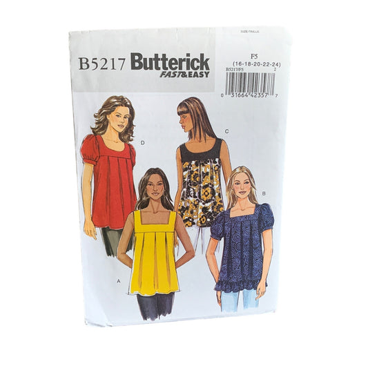 Butterick B5217 Sewing Pattern Womens Shirt Size 16-24 uncut