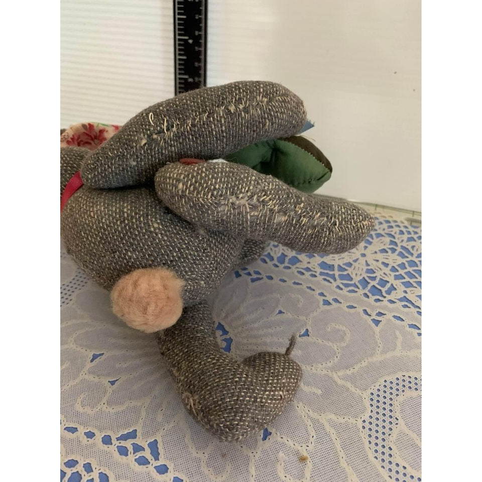 Handmade Gray Bunny with Heart plush 6 inch