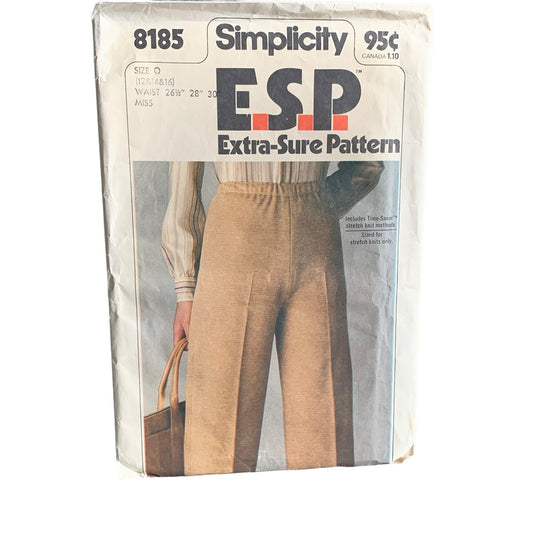 Simplicity 8185 E.S.P. Pattern Misses Pants Size 12-16 70s Vintage Sewing uncut