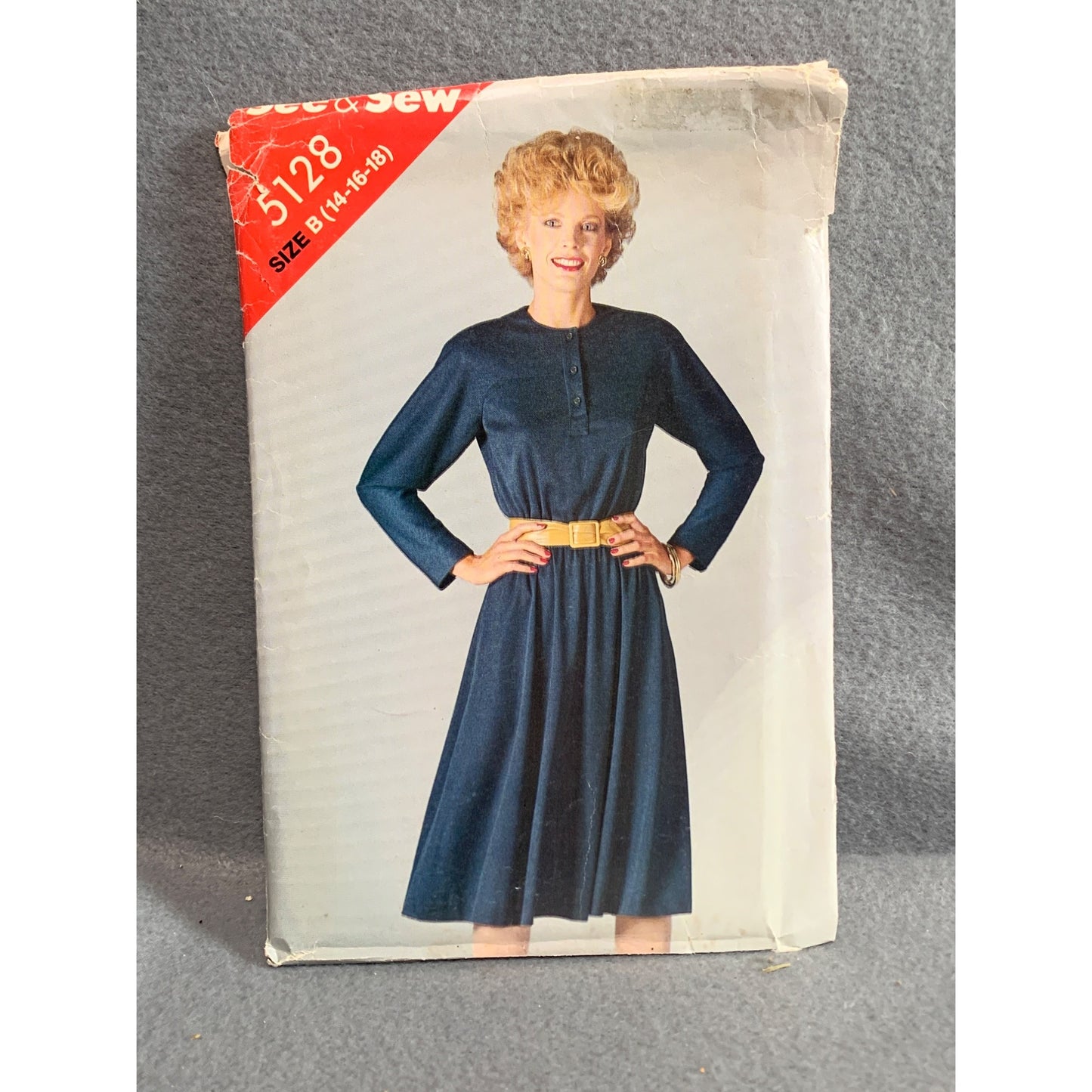 Vintage 80s Misses Stretch & Sew 5128 Dress Pattern Size 14-16-18