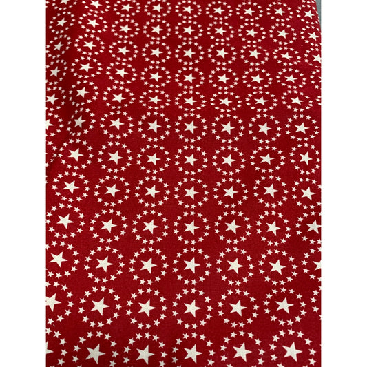 1/2 yard Red & White Star Pattern Cotton Fabric By Marcus Brothers Textiles Inc.