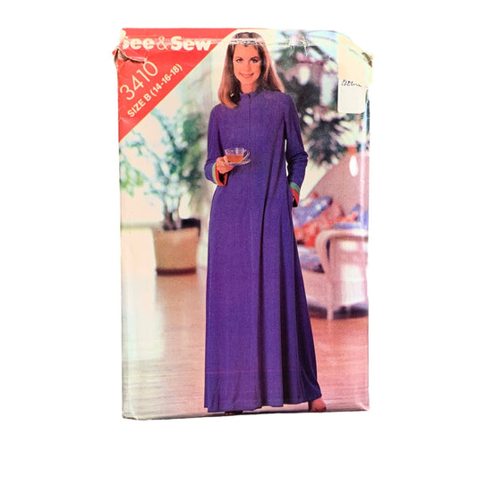 Butterick Pattern 3410 Womens Long Robe Sizes 14-18 Vintage 1970s Sewing uncut