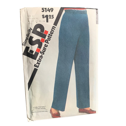 Simplicity 5149 Misses Pull-On Pants Sewing Pattern Size 16-20 uncut