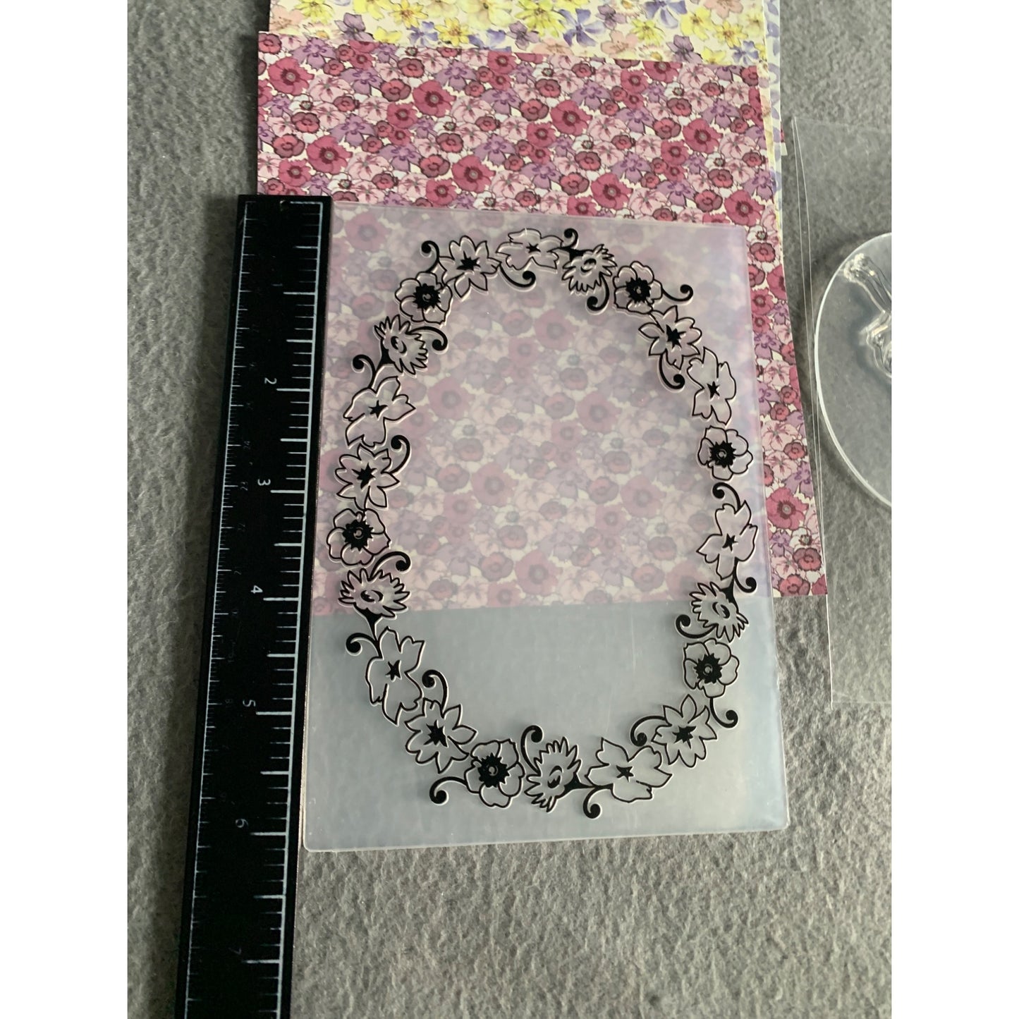 Crafting Paper & Fairy Stamps Embossing Folder Set - Floral Prints & Clear Acrylic Stamps