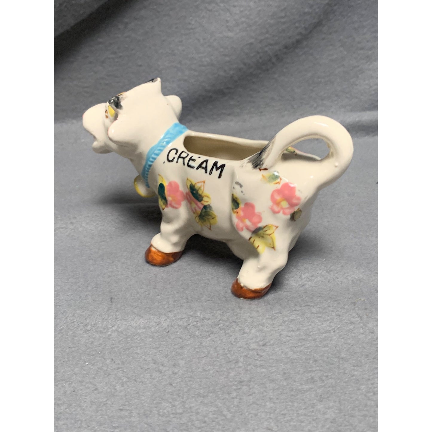 Vintage Cow-Shaped Creamer with Floral Design & "Cream" Label