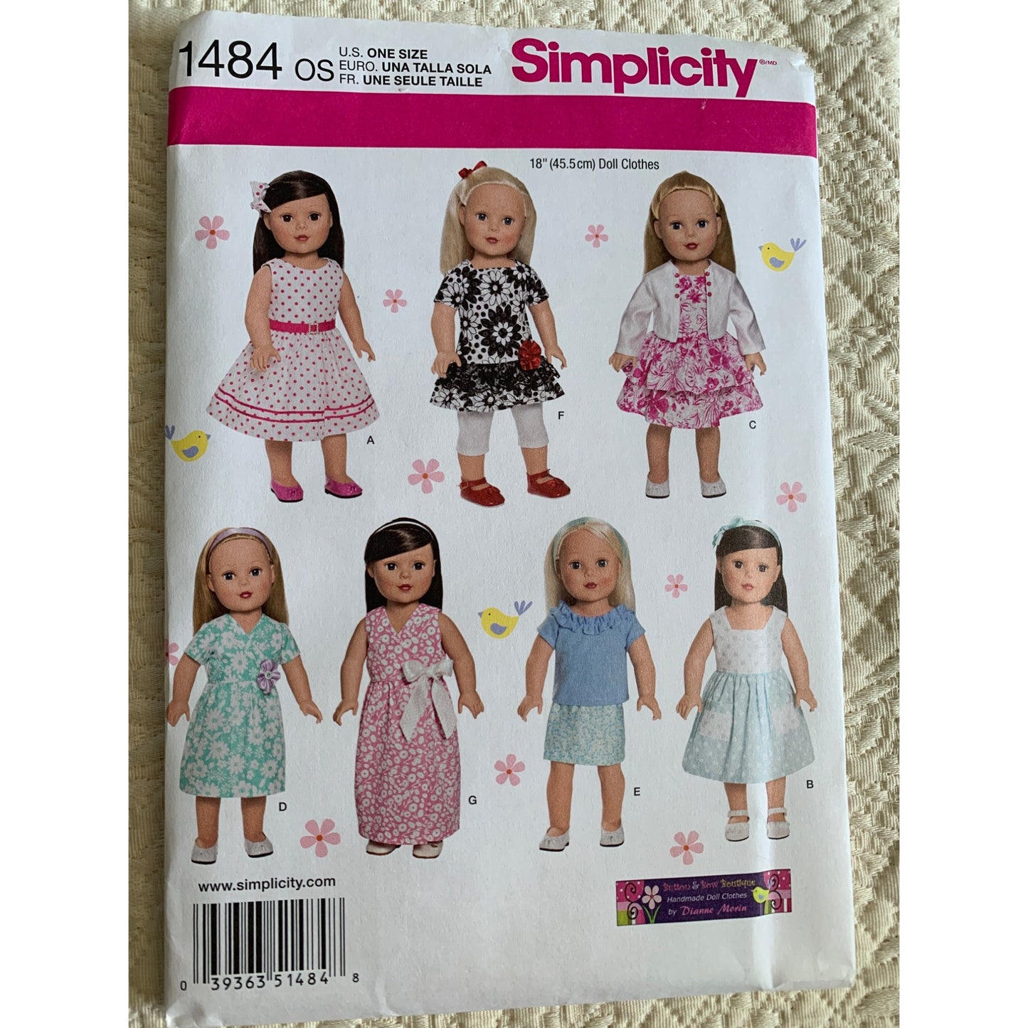 Simplicity 18 inch Doll Dress Clothes pattern 1484 - uncut