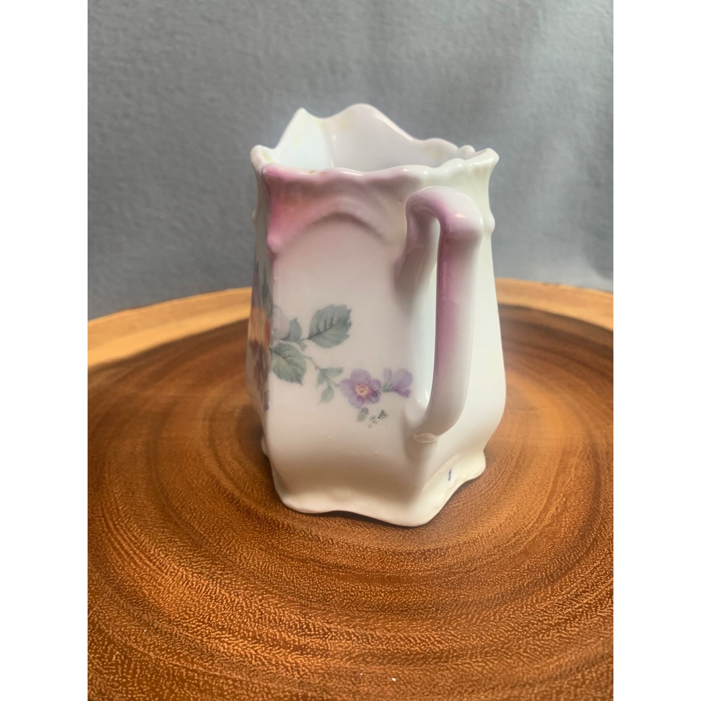 Vintage German Porcelain Creamer Pitcher with Floral Pattern 4 inch tall