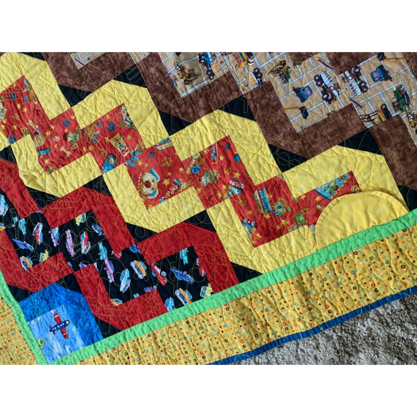 Handmade Wiggles and Worms Quilt Bedspread 39x50