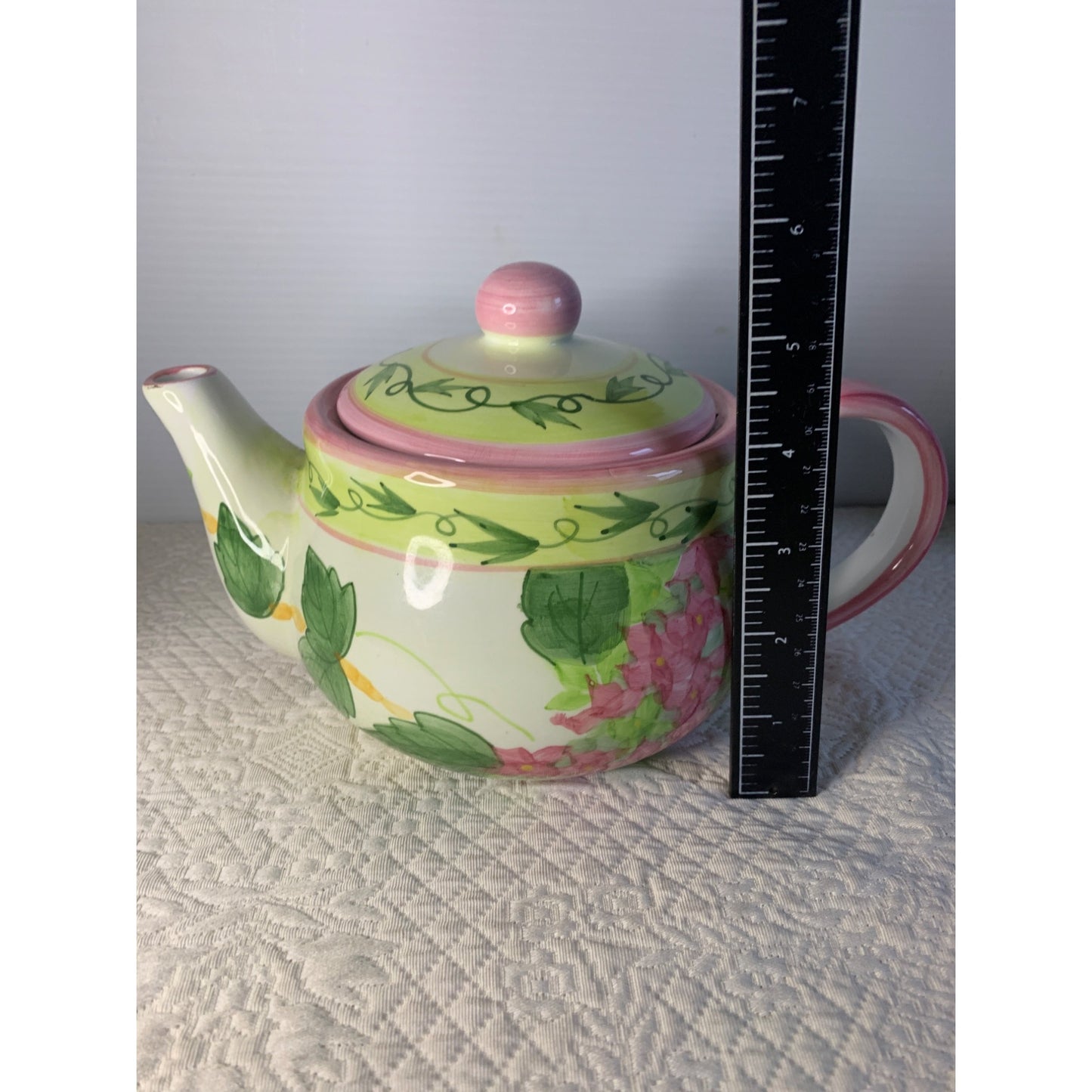 Pink Hydrangea flower teapot