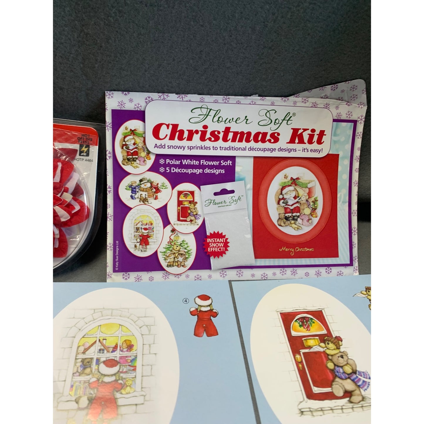 Holly Jolly Craft Christmas Scrapbooking Stickers Ribbons Charms & 4 Sheets of Cut-Outs