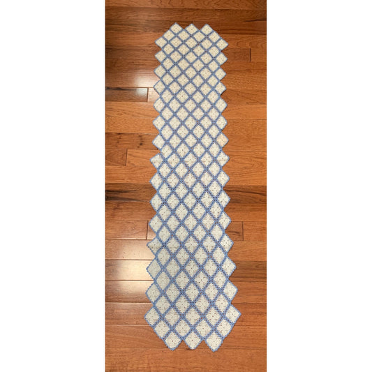 Vintage Hand-Crocheted Blue & White Table Runner 42x11