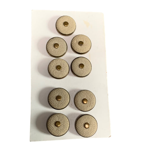 Vintage Beige Canvas & Brass Buttons