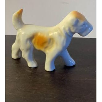 Vintage Dog brown and white Porcelain Figure stamped Japan