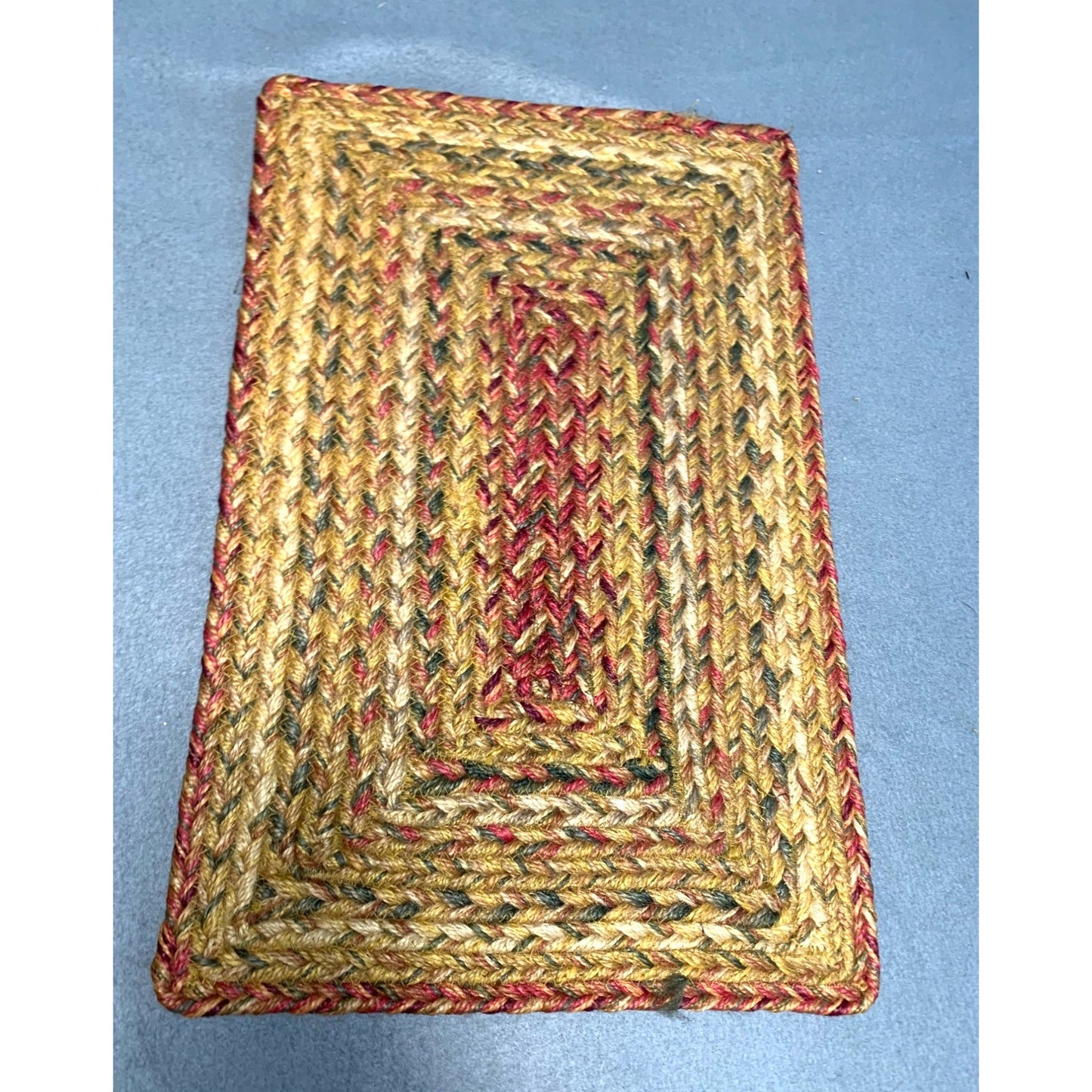 Rustic Braided Jute Table Mat - Multicolor - 16"x10" - Handmade Farmhouse Decor