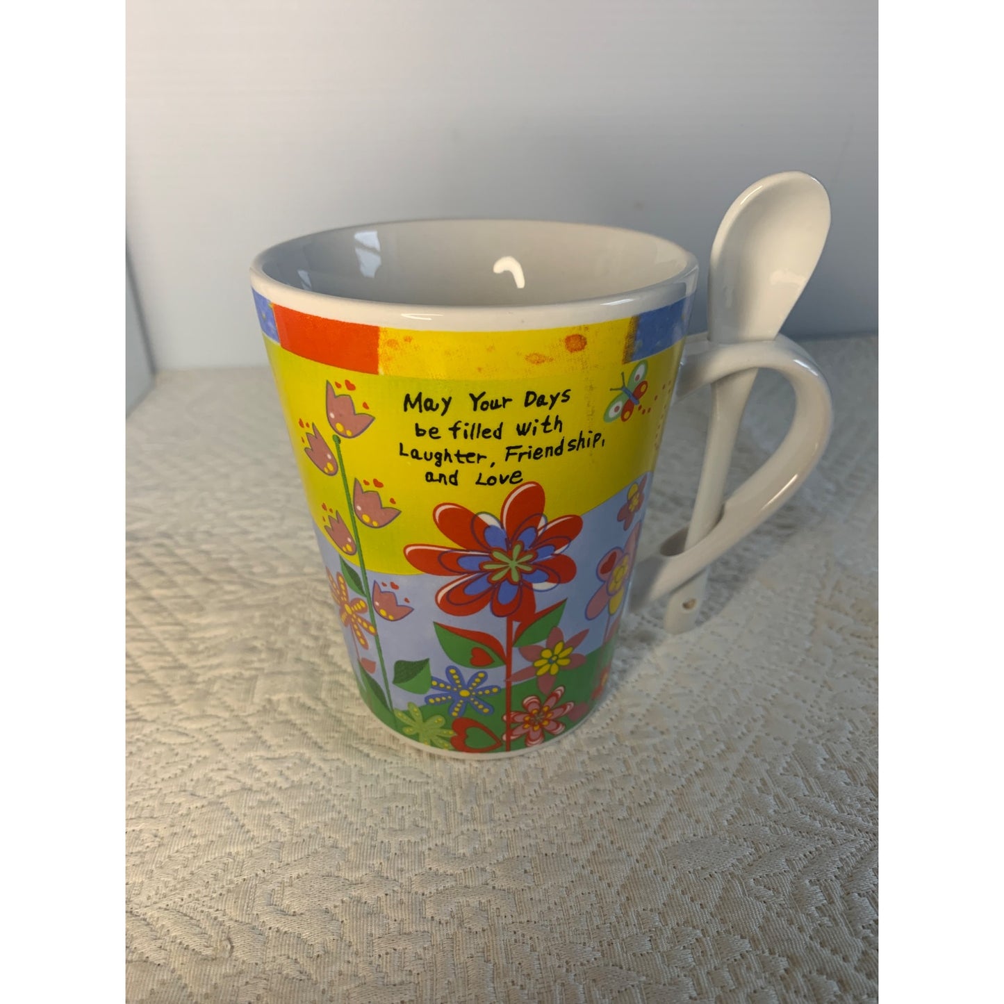 Secret Garden May Your Days be filled coffee mug with spoon set