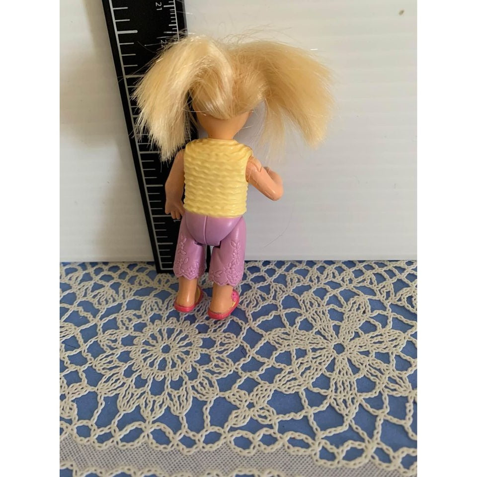 Fisher price loving family Girl Sister with Yellow Shirt & Purple Shorts Doll