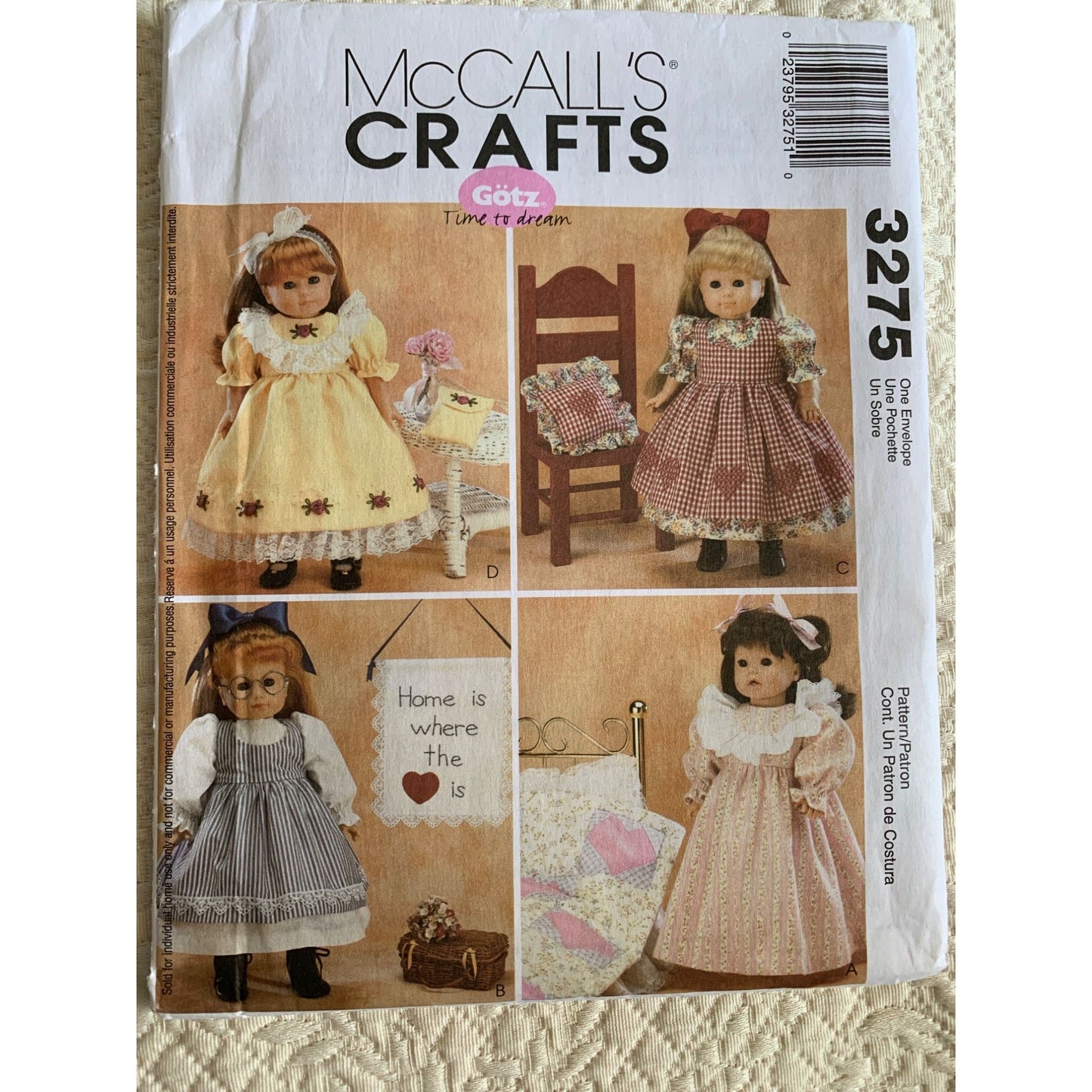 McCalls 18 inch doll clothes pattern 3275 - uncut