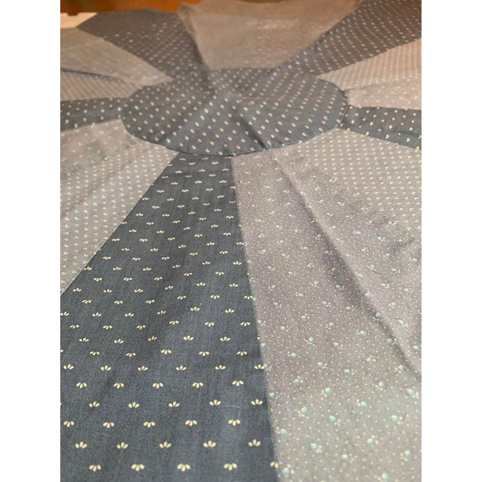 Handmade blue quilted Star tablecloth