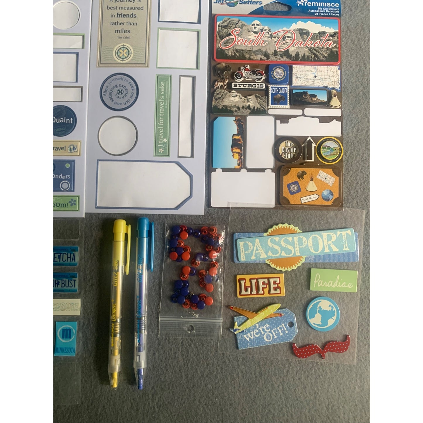 Travel-Themed Scrapbooking Stickers & Embellishments Lot