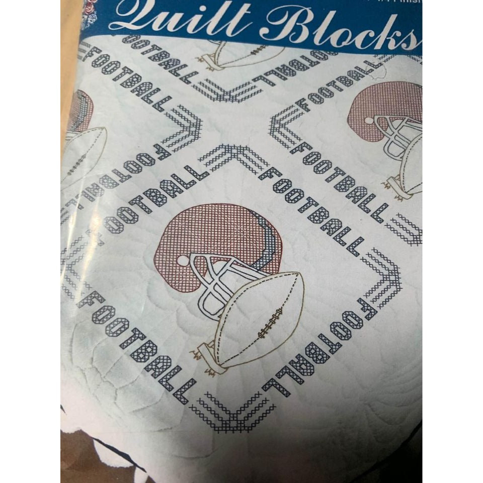 Fairway Needlecraft Football Cross Stitch Quilt Block Kit - New