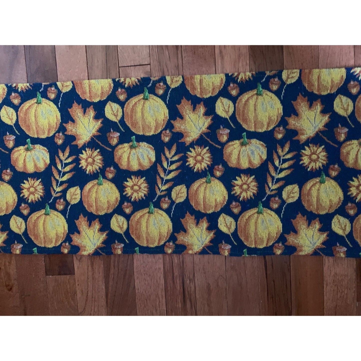 Fall Pumpkin and Leaves Tapestry Table Runner 12x70