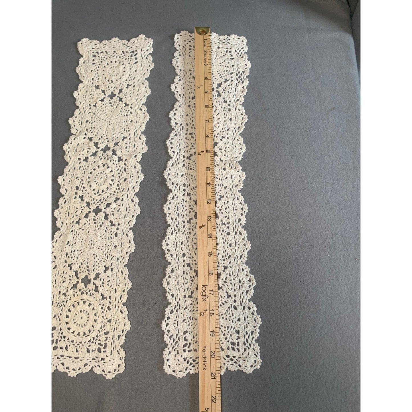 Vintage Handmade Crochet Lace Doilies 5x21 Set of 2