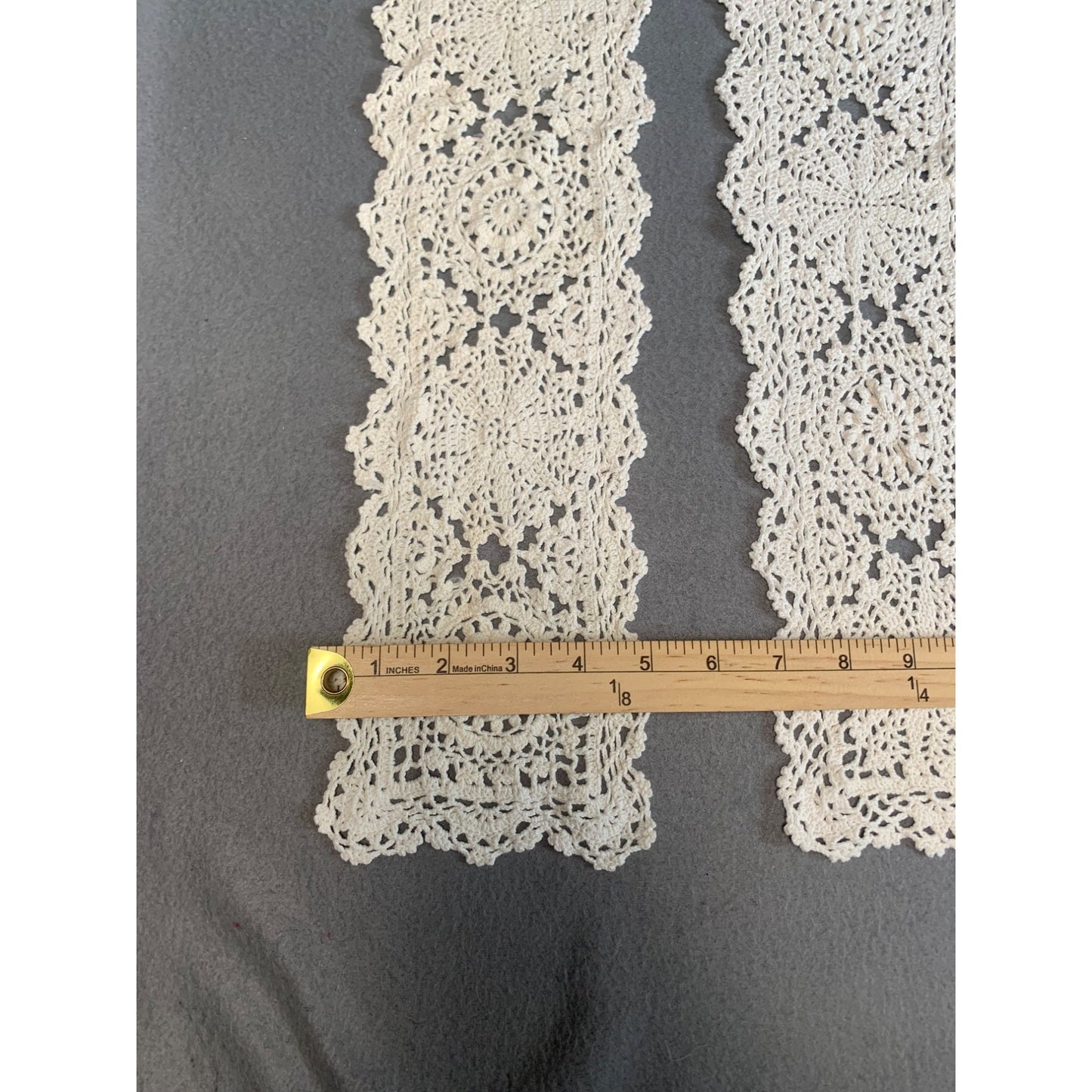 Vintage Handmade Crochet Lace Doilies 5x21 Set of 2