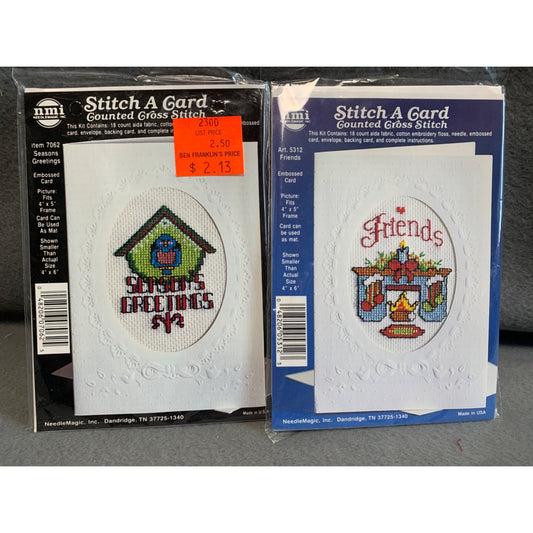 NMI Counted Cross Stitch Card Kits "Friends" & "Seasons Greetings"