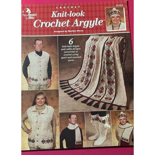 Annie’s Attic Crochet Knit Look Crochet Argyle 6 Design Book 873012