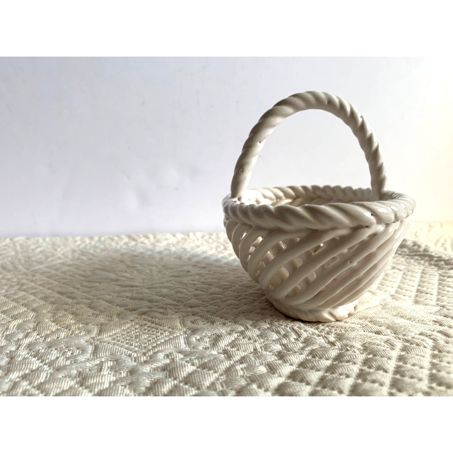 Vintage woven ceramic basket