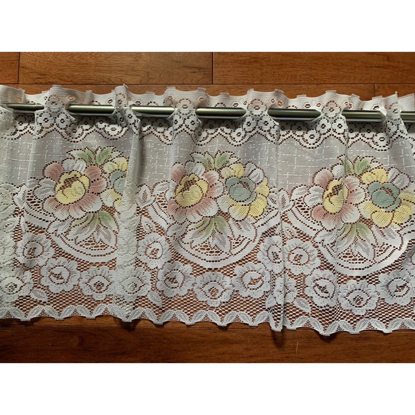 Blue Yellow Pink Rose Lace curtain Valance 13x58