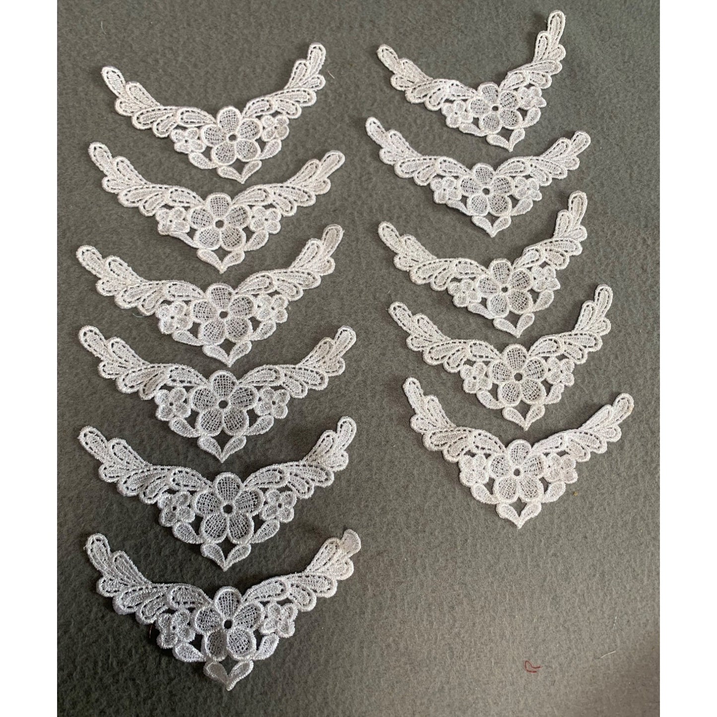 11 Pieces White Floral Embroidered Lace Applique Trim 5" x 1.5" DIY Sewing Craft Supplies