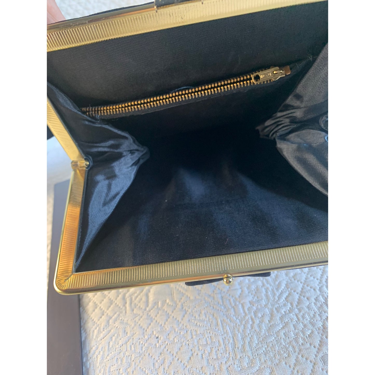 Vintage Black Shoulder Handbag with gold accents