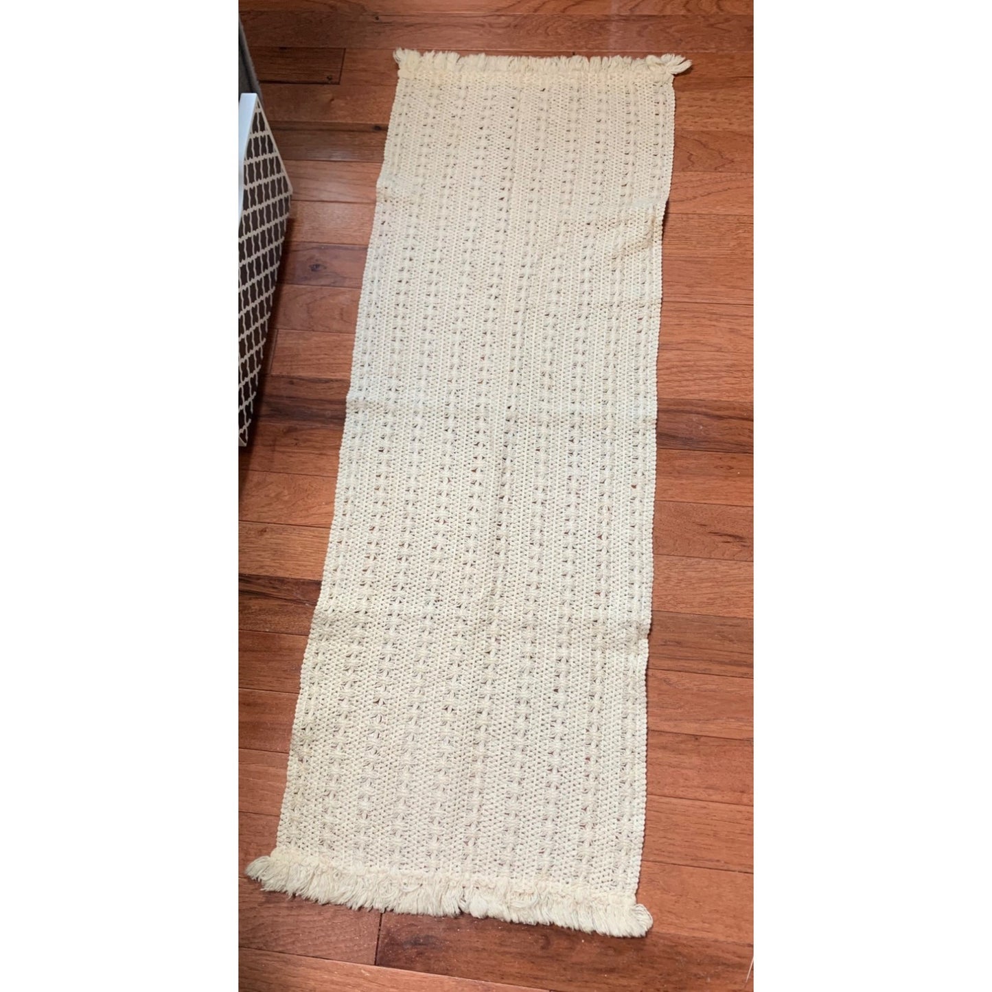 Handmade Beige Crochet Table Runner 35"x10"