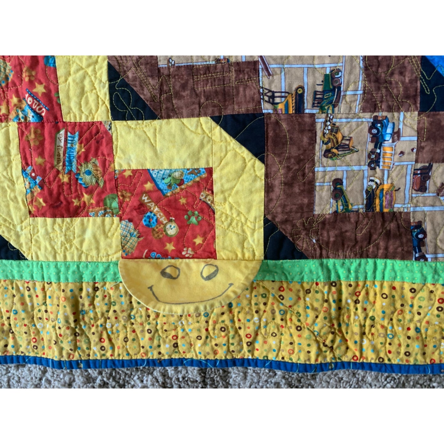 Handmade Wiggles and Worms Quilt Bedspread 39x50