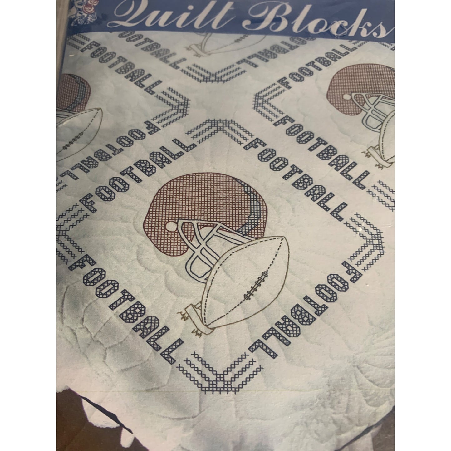 Fairway Needlecraft Football Cross Stitch Quilt Block Kit - New