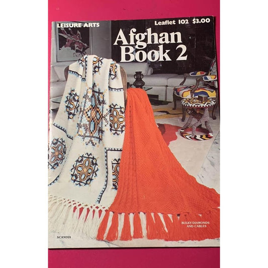 Leisure Arts Afghan Crochet 16 Design Leaflet 102 Book 2