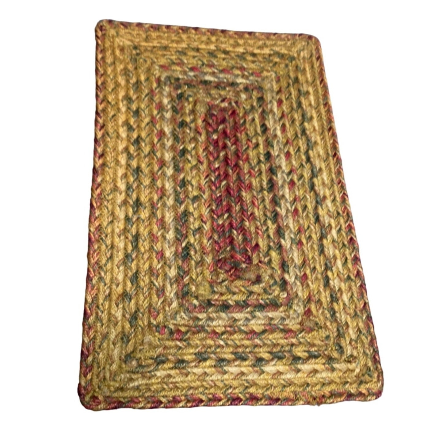 Rustic Braided Jute Table Mat - Multicolor - 16"x10" - Handmade Farmhouse Decor