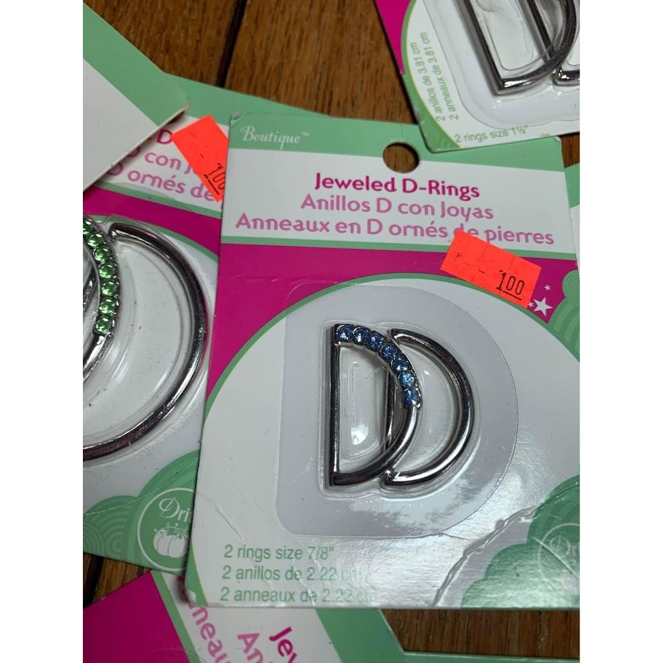 Dritz Boutique 9 pks Jeweled D Rings and 1 pk D rings for belt making - New