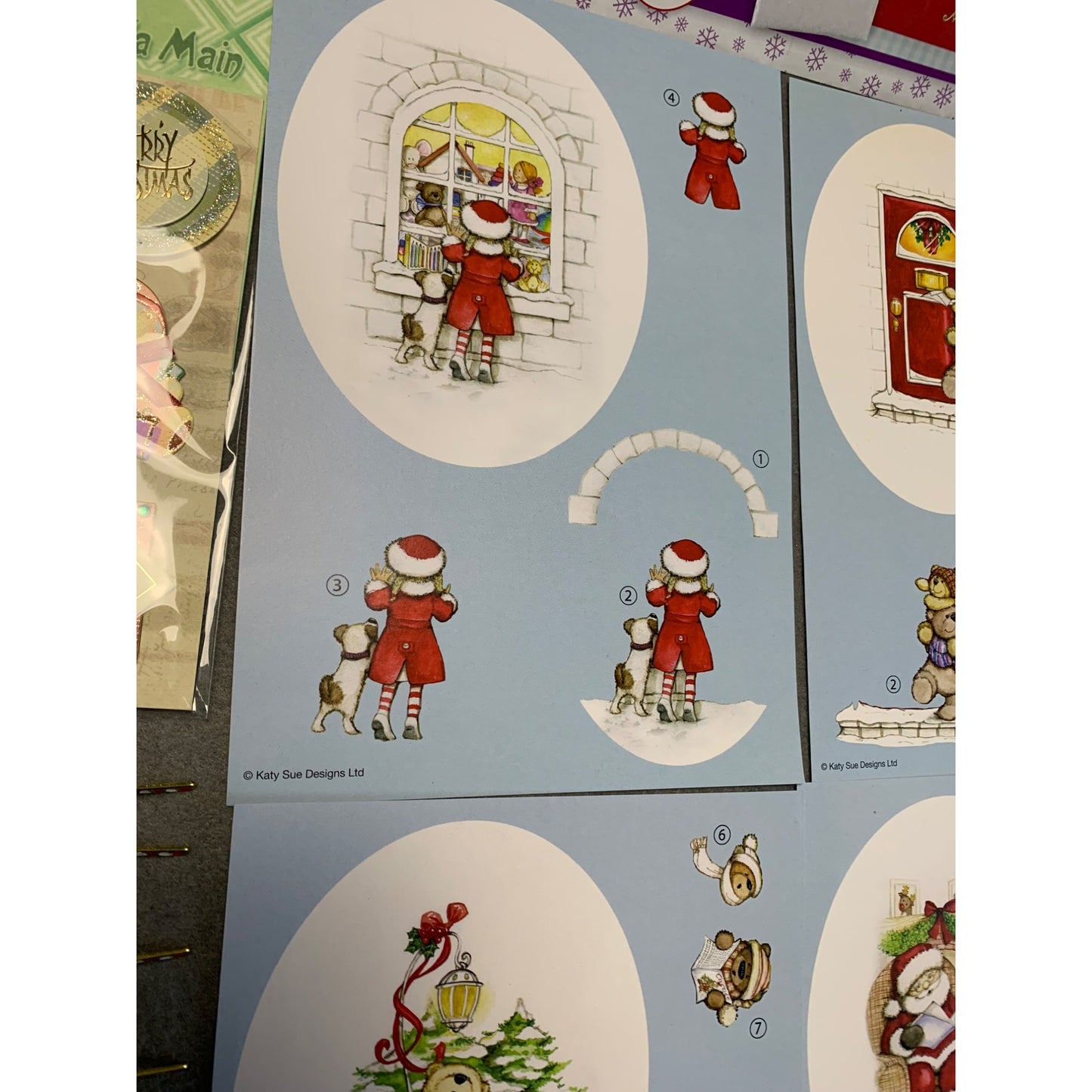 Holly Jolly Craft Christmas Scrapbooking Stickers Ribbons Charms & 4 Sheets of Cut-Outs