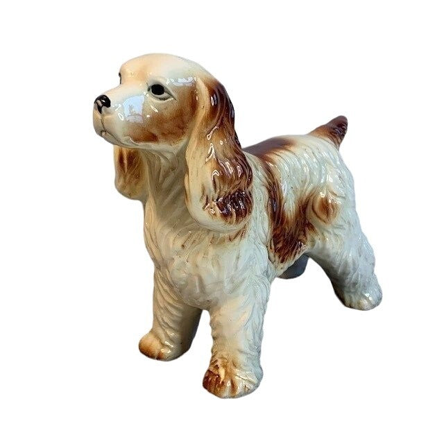 Vintage Brown and white Cocker Spaniel bone china figure