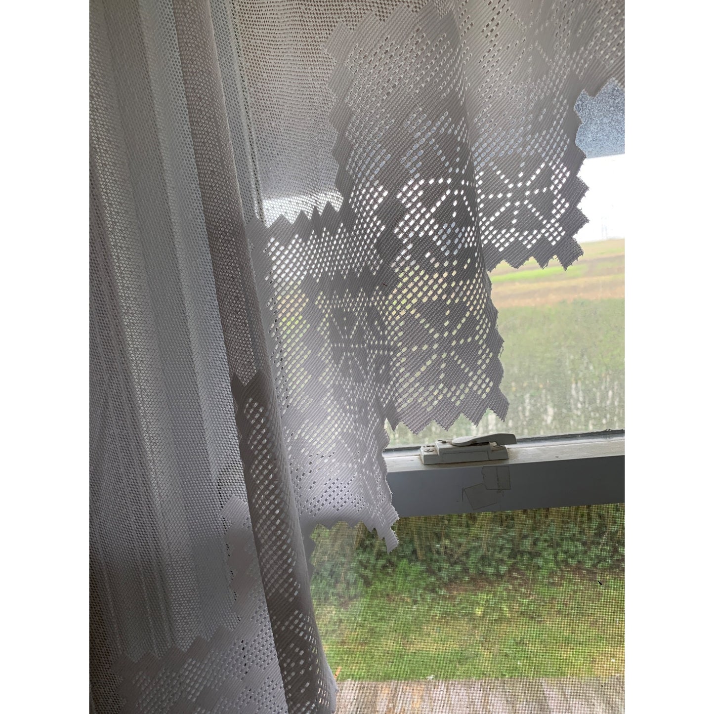 White Lace Swag Curtain Valance set of 2 panels